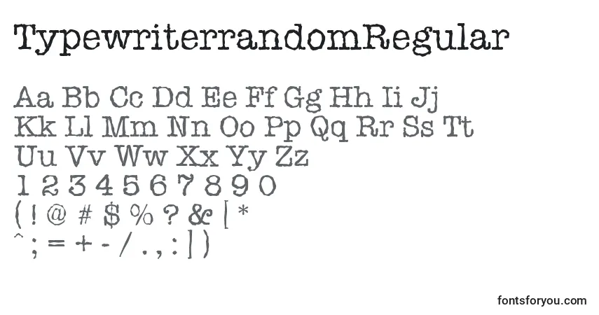 Czcionka TypewriterrandomRegular – alfabet, cyfry, specjalne znaki