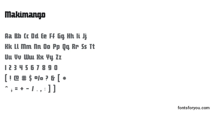 Czcionka Makimango – alfabet, cyfry, specjalne znaki