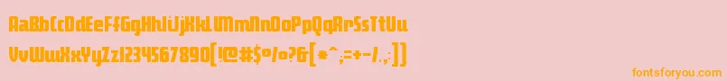 フォントMakimango – オレンジの文字がピンクの背景にあります。