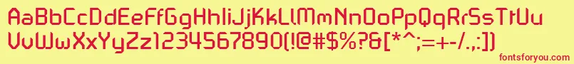 Czcionka PfmechanicaaproRegular – czerwone czcionki na żółtym tle