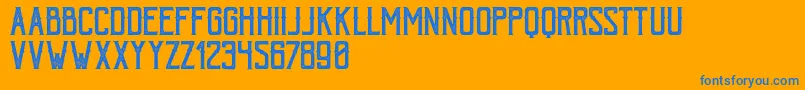 BohemPressFree-Schriftart – Blaue Schriften auf orangefarbenem Hintergrund