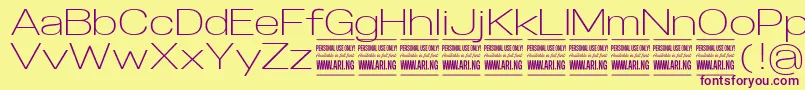 SpecifypersonalExplight-Schriftart – Violette Schriften auf gelbem Hintergrund