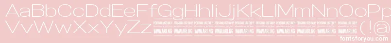 SpecifypersonalExplight-Schriftart – Weiße Schriften auf rosa Hintergrund