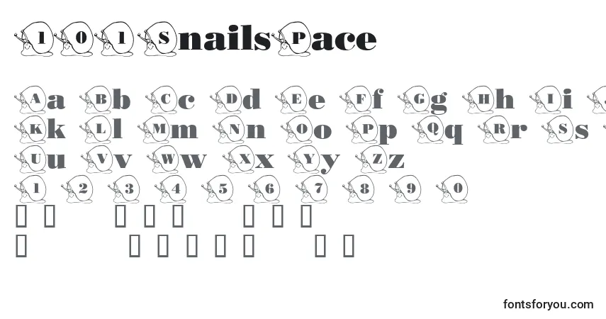 Schriftart 101SnailsPace – Alphabet, Zahlen, spezielle Symbole