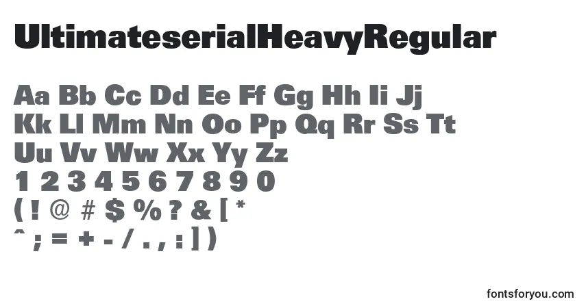 Czcionka UltimateserialHeavyRegular – alfabet, cyfry, specjalne znaki
