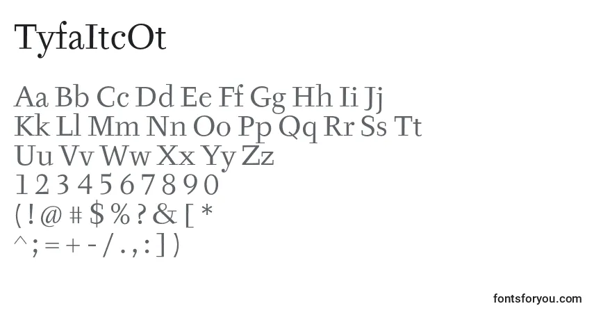 A fonte TyfaItcOt – alfabeto, números, caracteres especiais