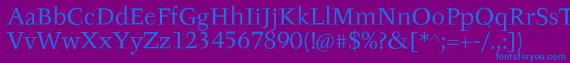 フォントTyfaItcOt – 紫色の背景に青い文字