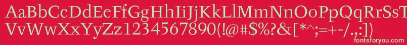 フォントTyfaItcOt – 赤い背景に緑の文字