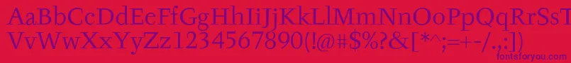 TyfaItcOt Font – Purple Fonts on Red Background