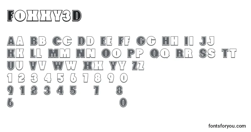 A fonte Foxxy3D – alfabeto, números, caracteres especiais