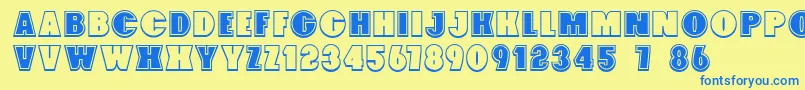 Foxxy3D-Schriftart – Blaue Schriften auf gelbem Hintergrund