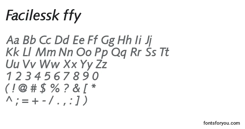 Czcionka Facilessk ffy – alfabet, cyfry, specjalne znaki