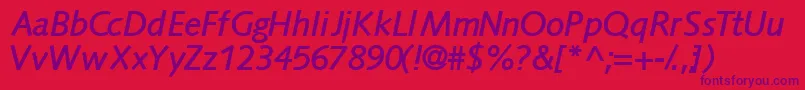 Facilessk ffy-Schriftart – Violette Schriften auf rotem Hintergrund