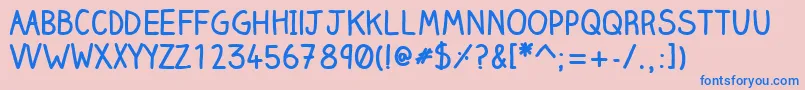 ClairehandboldWebfont-Schriftart – Blaue Schriften auf rosa Hintergrund