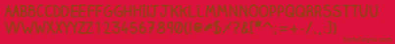 フォントClairehandboldWebfont – 赤い背景に茶色の文字
