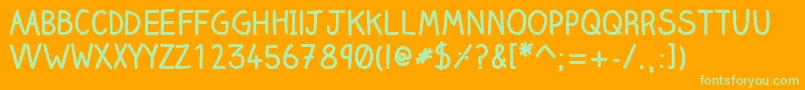 ClairehandboldWebfont-Schriftart – Grüne Schriften auf orangefarbenem Hintergrund