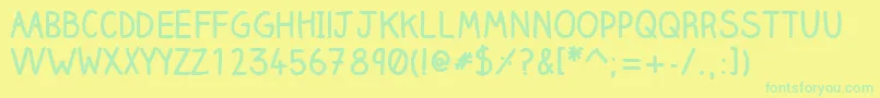 ClairehandboldWebfont-Schriftart – Grüne Schriften auf gelbem Hintergrund