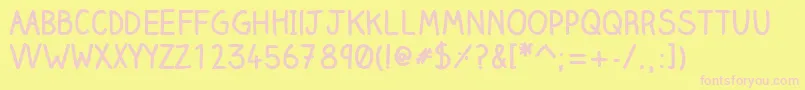 ClairehandboldWebfont-Schriftart – Rosa Schriften auf gelbem Hintergrund