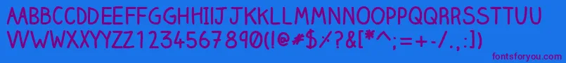 Fonte ClairehandboldWebfont – fontes roxas em um fundo azul
