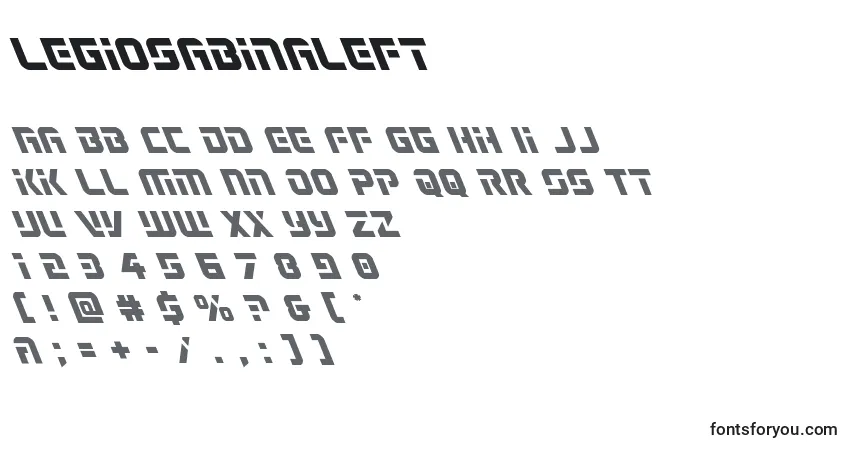 Czcionka Legiosabinaleft – alfabet, cyfry, specjalne znaki