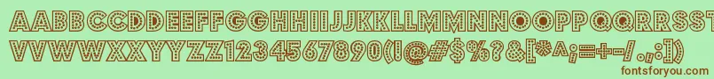 BudmojigglishRegular-Schriftart – Braune Schriften auf grünem Hintergrund