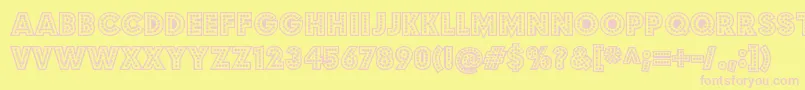 Fonte BudmojigglishRegular – fontes rosa em um fundo amarelo