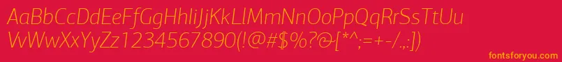 PfagorasansproThinitalic-Schriftart – Orangefarbene Schriften auf rotem Hintergrund