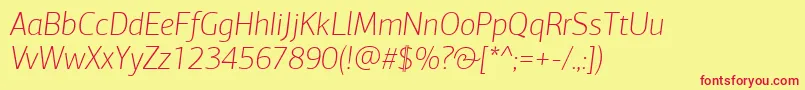 PfagorasansproThinitalic Font – Red Fonts on Yellow Background