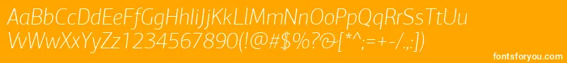 PfagorasansproThinitalic-Schriftart – Weiße Schriften auf orangefarbenem Hintergrund
