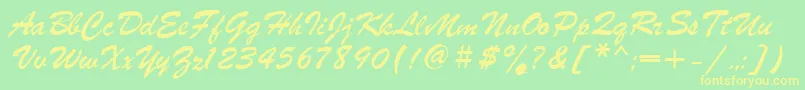 Asylbekm04parsek.Kz-Schriftart – Gelbe Schriften auf grünem Hintergrund