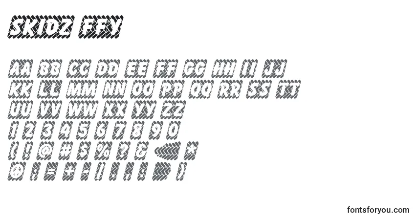 Schriftart Skidz ffy – Alphabet, Zahlen, spezielle Symbole