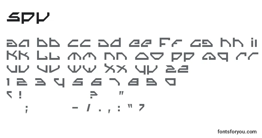 Schriftart Spy – Alphabet, Zahlen, spezielle Symbole