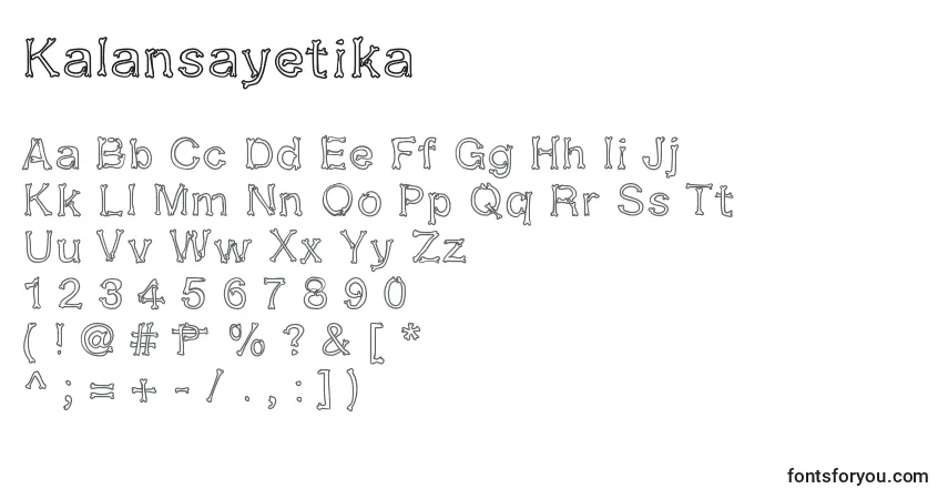 Schriftart Kalansayetika – Alphabet, Zahlen, spezielle Symbole