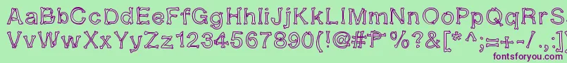 Kalansayetika-Schriftart – Violette Schriften auf grünem Hintergrund