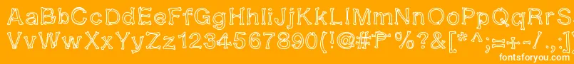Kalansayetika-Schriftart – Weiße Schriften auf orangefarbenem Hintergrund