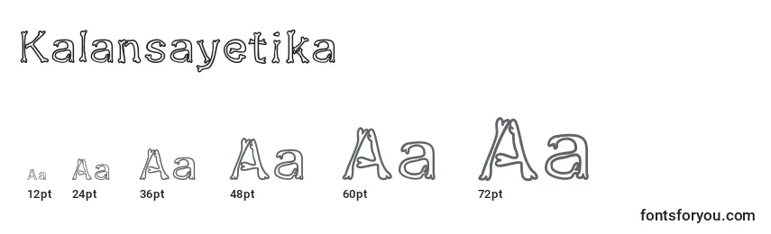 Размеры шрифта Kalansayetika