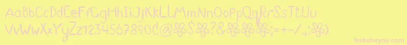 Suwikisu Font – Pink Fonts on Yellow Background