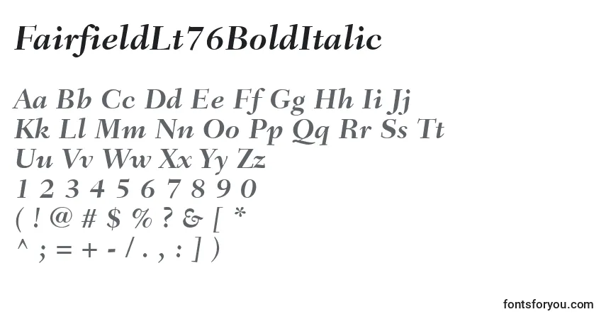 A fonte FairfieldLt76BoldItalic – alfabeto, números, caracteres especiais