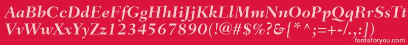 フォントFairfieldLt76BoldItalic – 赤い背景にピンクのフォント