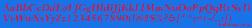 FairfieldLt76BoldItalic Font – Red Fonts on Blue Background