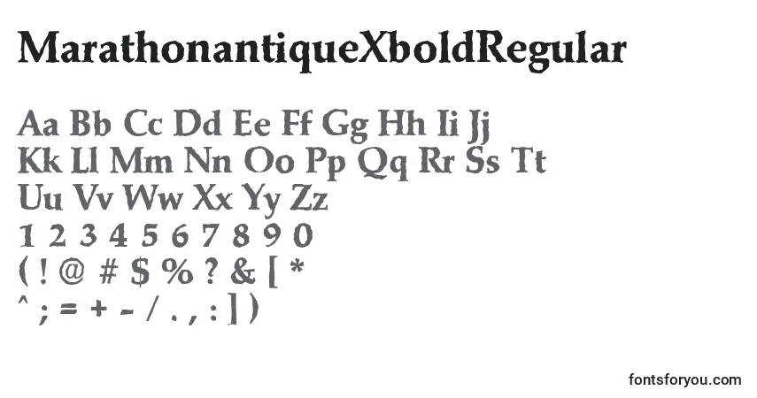 Czcionka MarathonantiqueXboldRegular – alfabet, cyfry, specjalne znaki
