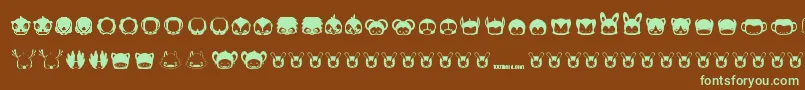 Pictoserie7-Schriftart – Grüne Schriften auf braunem Hintergrund