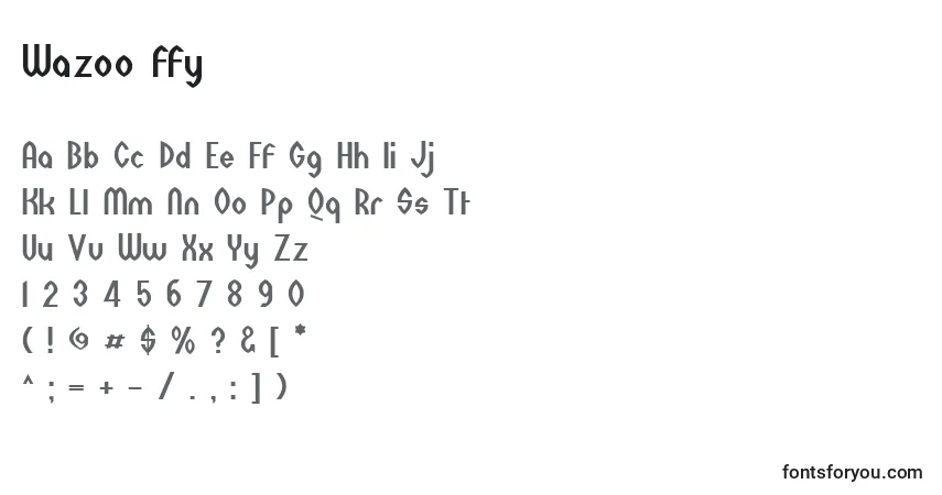 Czcionka Wazoo ffy – alfabet, cyfry, specjalne znaki