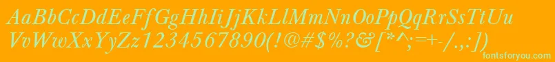 Fonte BeautyNormalItalic – fontes verdes em um fundo laranja