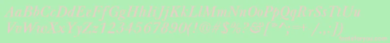 BeautyNormalItalic Font – Pink Fonts on Green Background