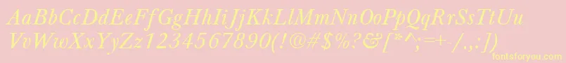 BeautyNormalItalic Font – Yellow Fonts on Pink Background