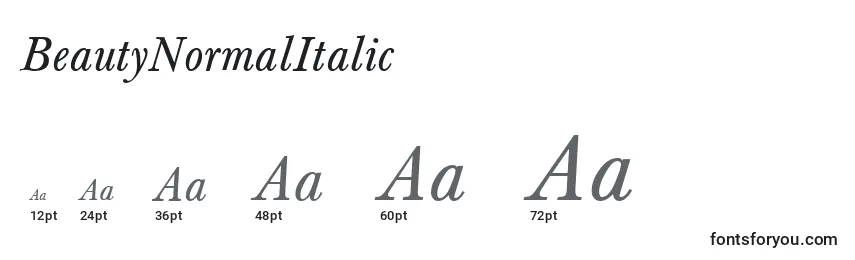 Размеры шрифта BeautyNormalItalic