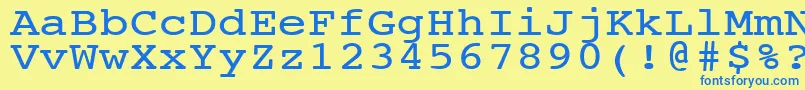 フォントNtcouriervkNormal120n – 青い文字が黄色の背景にあります。