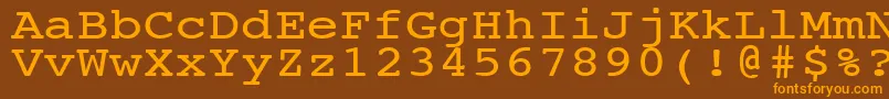 NtcouriervkNormal120n-Schriftart – Orangefarbene Schriften auf braunem Hintergrund