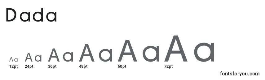 Размеры шрифта Dada